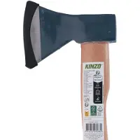 Kinzo Handbijl 38x15x2,5 cm - Bijl met FSC-Houten Steel en Stalen Kop - Kleine Bijl voor Tuin, Kamperen en Houtbewerking - FSC Hout en Gerecycled Karton