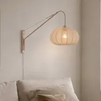 LumenXL Verstelbare wandlamp Brandel met ronde lichtbeige stoffen kap