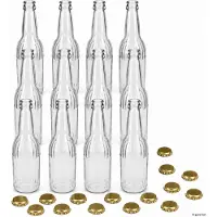 MamboCat Set van 12 LINEA-flesjes van 0,33 l, transparant, met 15 gouden kroonkurken – 12x 24915 & 15x 24064