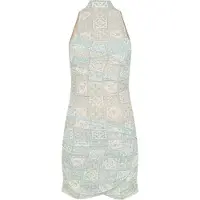 OFF-WHITE Off White Dames Tulle Hoge Kraag Slip Dress (Blauw/Wit)