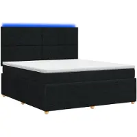 vidaXL - LED - Boxspringbed - met - Matras - Zwart - 180 - x - 200 - cm - Stof