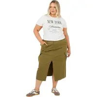 Brave Soul Denim Plus-cargorok voor dames (Kaki Groen)