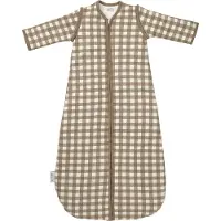 Meyco Baby Vichy Square Baby Slaapzak Met Afritsbare Mouwen - Dark Taupe - 80cm - 2.5 TOG