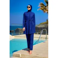 Turkishsouq Andalus Burkini-set met volledige dekking en kleurrijke ruches aan de voorkant