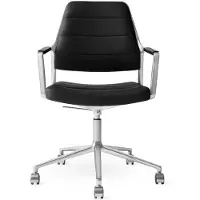 Vipp Bureaustoel Vipp455+ Swivel Chair Black Leather / Wielen