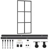 vidaXL Schuifdeur met beslag 90x205 cm aluminium en ESG-glas