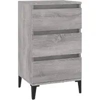 vidaXL Nachtkastje 40x35x70 cm bewerkt hout grijs sonoma eikenkleurig