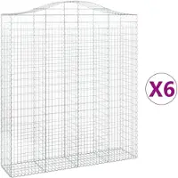 vidaXL Gabionen met boogvorm, 6 stuks, 200x50x220/240 cm, verzinkt staal
