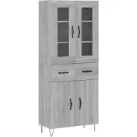 vidaXL Hoge kast, grijs Sonoma, 69,5 x 34 x 180 cm, houtvezel