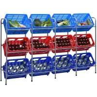 vidaXL Opbergrek voor 12 kratten 190x33x116 cm staal zilverkleurig