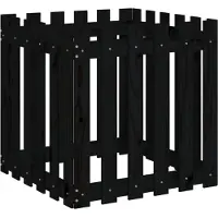 vidaXL Plantenbak met hekontwerp 60x60x60 cm massief grenenhout zwart