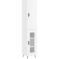 vidaXL Hoge kast 34,5x34x180 cm bewerkt hout hoogglans wit