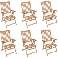 vidaXL Verstelbare klapstoelen, 6 stuks, massief teakhout