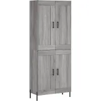 vidaXL Hoge kast 69,5x34x180 cm bewerkt hout grijs sonoma eikenkleurig