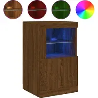 vidaXL Bijzetkast met LED-verlichting bewerkt hout bruin eikenkleur