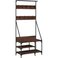 Super Merchant Kledingrek met schoenenrek 80x40x184 cm bruin eikenkleur