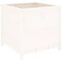vidaXL Plantenbak 82,5x82,5x78 cm massief grenenhout wit