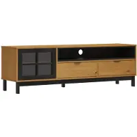 vidaXL TV-meubel met glazen deur FLAM 158x40x50 cm massief grenenhout