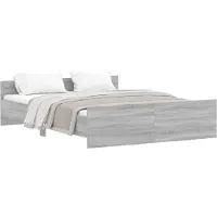 vidaXL Bedframe met hoofd- en voeteneinde grijs sonoma 140x200 cm