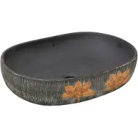 vidaXL Opzetwasbak ovaal 59x40x14 cm keramiek grijs en zwart