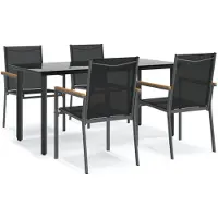vidaXL 5-delige tuinset, zwart, met Textilene en staal