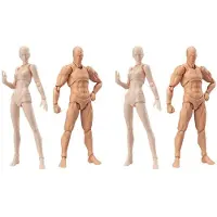 Jojomino 2X Body Doll, Artists Mannequin Blockhead Jointed Mannequin Tekenfiguren +Vrouw Set (Huidskleur)