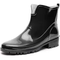 Ladeheid LA-LMG-930-Elke Dames Regenlaarzen - Rubber - Enkelhoogte - PVC - Waterdicht – Zwart – 39