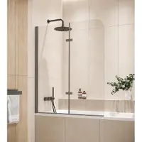 Badplaats Badwand Austin 120 x 140 cm – Grijs – Badscherm Draaibaar 5 mm dik – Veiligheidsglas en Antikalk