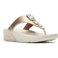 Original Brands Women Lulu Metallic Bold Crystals Toe-Post Sandals Platino-Schoenmaat 38