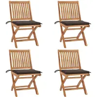 vidaXL Klapstoelen met kussens, 4-delig, massief teak hout