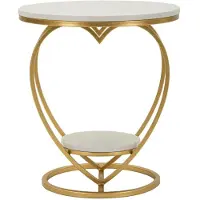 Mauro Ferretti Bijzettafeltje "Hart" van metaal, met marmerlook, 40x45,5 cm, goud/wit, merk