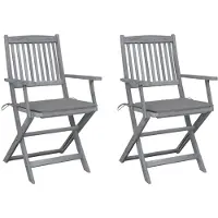 vidaXL Set van 2 klapstoelen met kussens, gemaakt van massief acaciahout.