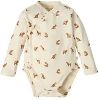 A Tiny Story katoenen romper met print - ivoor/bruin Wit All over print - maat 68