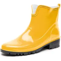 Ladeheid LA-LMG-930-Elke Dames Regenlaarzen - Rubber - Enkelhoogte - PVC - Waterdicht – Geel – 39