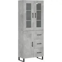 vidaXL Hoge kast 69,5x34x180 cm bewerkt hout betongrijs