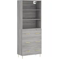 vidaXL Hoge kast 69,5x34x180 cm bewerkt hout grijs sonoma eikenkleurig
