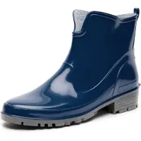 Ladeheid LA-LMG-930-Elke Dames Regenlaarzen - Rubber - Enkelhoogte - PVC - Waterdicht – Donkerblauw – 40