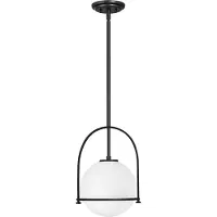 HINKLEY Glazen hanglamp Somerset, dimbaar, zwart, Woon-/ Eetkamer, metaal, hanglamp