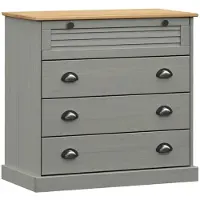 vidaXL Ladekast VIGO 80x40x76 cm massief grenenhout grijs