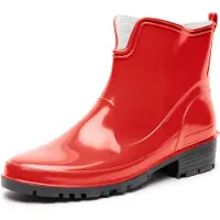 Ladeheid LA-LMG-930-Elke Dames Regenlaarzen - Rubber - Enkelhoogte - PVC - Waterdicht – Rood – 41
