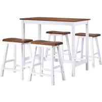 vidaXL Bartafel- en krukkenset massief hout 5-delig