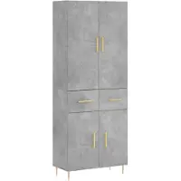 vidaXL Hoge kast 69,5x34x180 cm bewerkt hout betongrijs