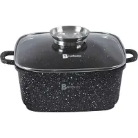 Brunbeste Granieten Braadpan / Vierkante Pan 18 cm – 2,1L met Glazen Deksel