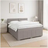 vidaXL LED boxspringbed met matras, taupe, 140 x 200 cm, gestoffeerd