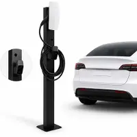 Tesla Wall Connector Montagepaal - Metaal - Zwarte Bevestigingspaal Tesla Wall Connector (Gen 3) - Inclusief Stekkerhouder