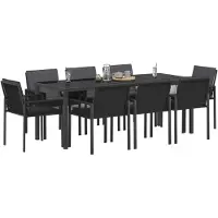vidaXL Tuin Eettafel Set 25 st Zwart poly rattan