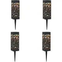 vidaXL Buitenverlichting met zonnepaneel en grondpen, 4 stuks, warm wit licht, 29 cm, PP