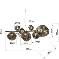 Kare Glazen hanglamp Burbuja, dimbaar, alu / grijs / zink, Woon-/ Eetkamer, Glas, Modern, hanglamp