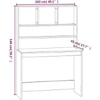 vidaXL Bureau met schappen 102x45x148 cm bewerkt hout wit