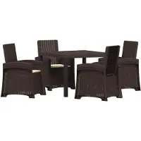 vidaXL Tuin Eettafel Set 5 st Bruin en crèmekleurig PP